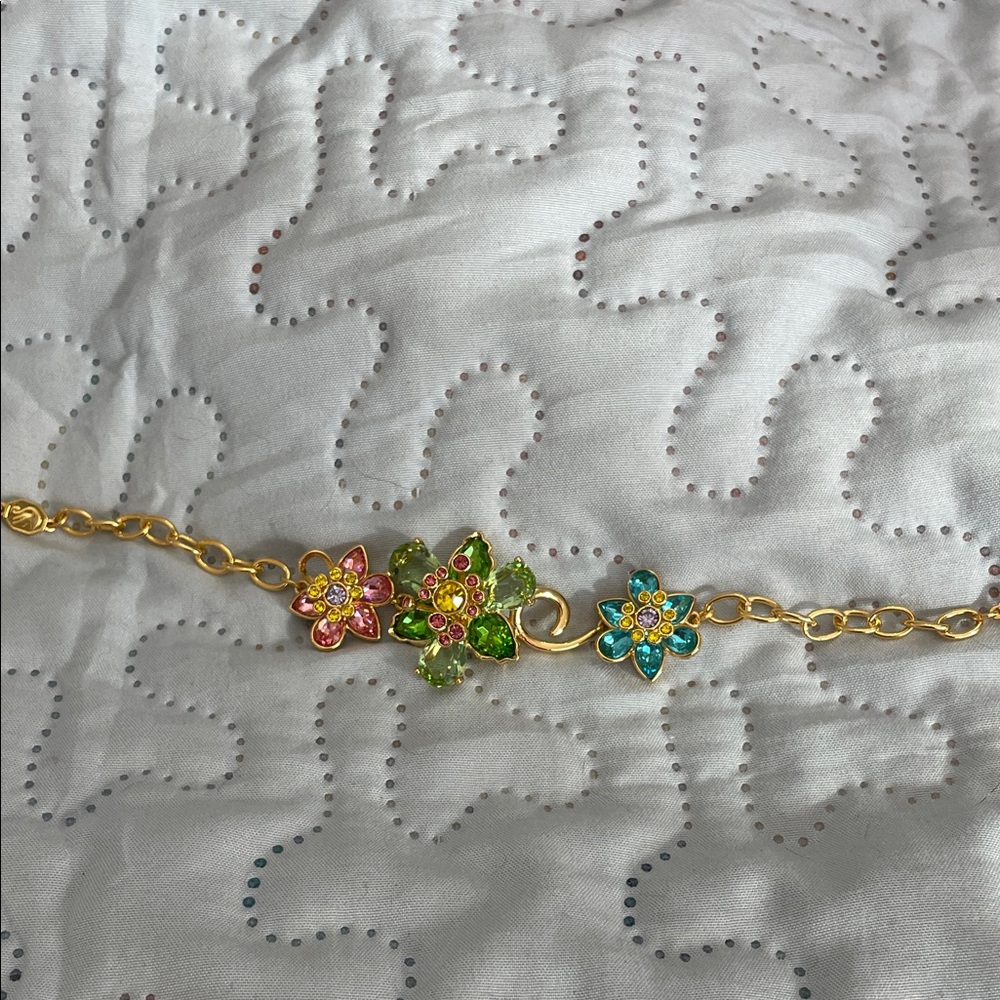 PRICING IS FIRM!!! Swarovski Idyllia Floral Gold Bracelet with Multicolor Accent